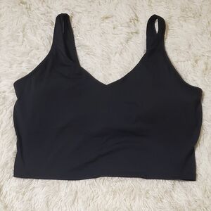 Black V-Neck Tank-style Sports Bra, Polyamide Stretch Womens 2XL, Support Lining